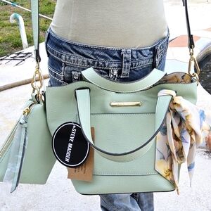 NWT STEVE MADDEN SAGE " BREECE" SATCHEL w/MINI CROSSBODY
